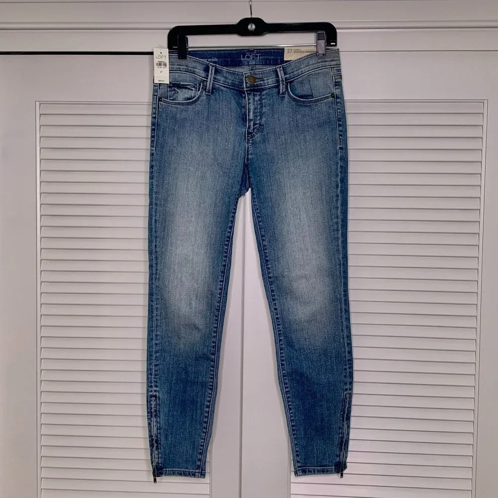 Ann Taylor LOFT Faded Modern Skinny Ankle Zipper Jeans Sz 27/4 - Picture 1 of 6